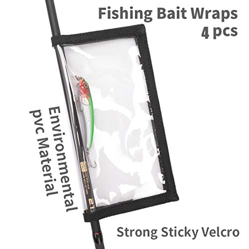 4 Pack Fishing Bait Cover Durable Clear 0.5mm PVC Lure Wrpas for Shape Fishing Hooks Fishing Bait Storage Protector for Saltwater Freshwater Fishing Gear 2Large+2Medium
