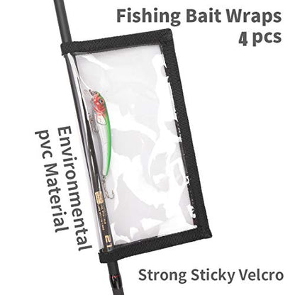 4 Pack Fishing Bait Cover Durable Clear 0.5mm PVC Lure Wrpas for Shape Fishing Hooks Fishing Bait Storage Protector for Saltwater Freshwater Fishing Gear 2Large+2Medium