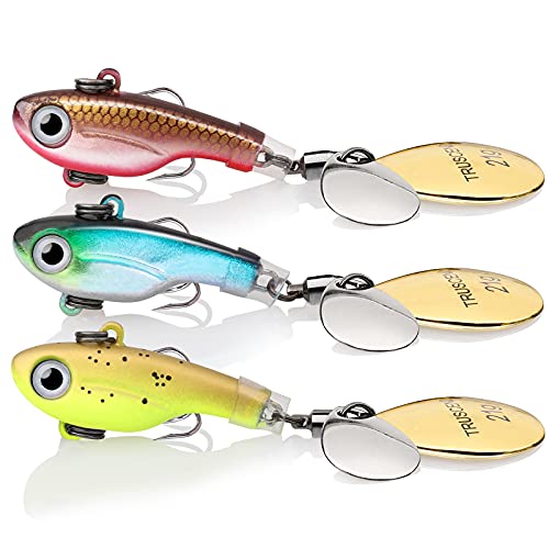 TRUSCEND Swim or Jig Fishing Spinner Baits for Freshwater and Saltwater, Rooster Tail Fishing Lures for Trout Bass Walleye Crappie Salmon Pike, Blade Bait with Copper Blade - color: B1-3"-3/4oz
