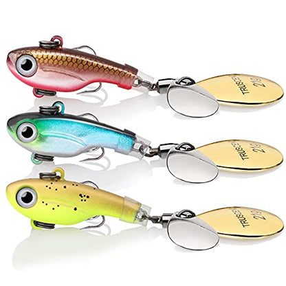 TRUSCEND Swim or Jig Fishing Spinner Baits for Freshwater and Saltwater, Rooster Tail Fishing Lures for Trout Bass Walleye Crappie Salmon Pike, Blade Bait with Copper Blade - color: B1-3"-3/4oz