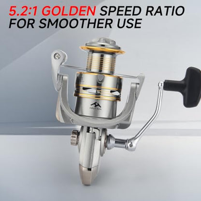 HAUT TON Spinning Reel 8000/9000/10000/12000/14000,6+1BB Metal Surf Fishing Reels,4.8:1 Gear Ratio 55lbs Drag Heavy Long Casting Inshore Saltwater Monster Fish - size: 3000, style: Ht-ngk