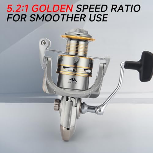 HAUT TON Spinning Reel 8000/9000/10000/12000/14000,6+1BB Metal Surf Fishing Reels,4.8:1 Gear Ratio 55lbs Drag Heavy Long Casting Inshore Saltwater Monster Fish - size: 5000, style: Ht-ngk
