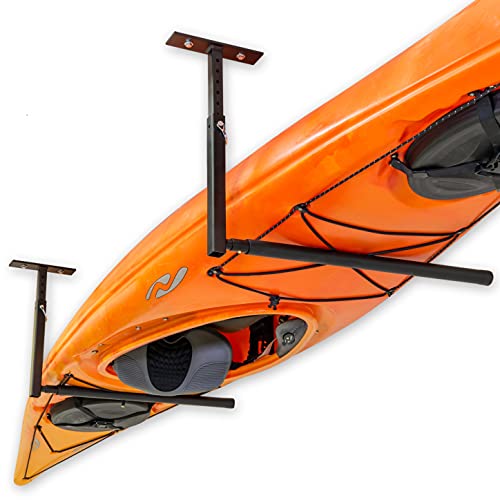 StoreYourBoard Adjustable Kayak Ceiling Rack – Hi Port 2 Garage Ceiling Kayak Hanger | Adjustable Overhead Kayak Storage for Recreational & Touring Kayaks | Garage Organization - style: 1 Kayak