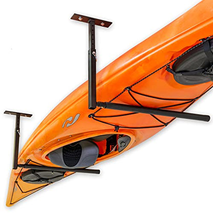StoreYourBoard Adjustable Kayak Ceiling Rack – Hi Port 2 Garage Ceiling Kayak Hanger | Adjustable Overhead Kayak Storage for Recreational & Touring Kayaks | Garage Organization - style: 1 Kayak
