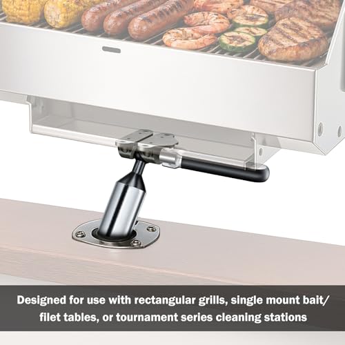 Buzzlett Rod Holder Mount Compatible with Magma Marine Rectangular Grills, Rustproof and Corrosion Resistant, Multi-Angle Adjustable, Ideal for Boat & Fishing Boat BBQs