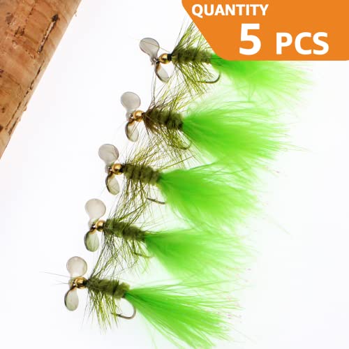Fly Fishing Poppers Fly Fishing Dry Flies Topwater Fishing Lures Bass Popper Flies Bugs Lures Panfish Bait Fly Trout Bobber Flies Kit for Bass Trout Panfish Bluegill Salmon - color: C: 5pcs Hand Tied Fly Fishing Flies