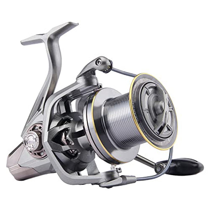HAUT TON Spinning Reel 8000/9000/10000/12000/14000,6+1BB Metal Surf Fishing Reels,4.8:1 Gear Ratio 55lbs Drag Heavy Long Casting Inshore Saltwater Monster Fish - size: 12000, style: Ht-ngk