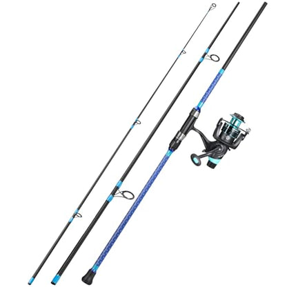 Sougayilang 3 Piece Baitfeeder Combo Surf Fishing Rod Combo Medium/Heavy Travel Spinning Rod with 4000 Size Reel (9'/10'/11'/12') - size: 12'0"