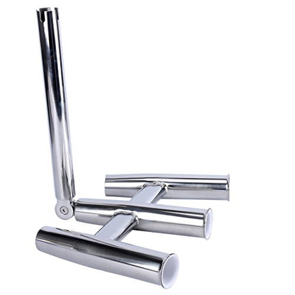 Amarine Made 3 Tube Highly Polished Stainless Steel Outrigger Rod Holder | Triple Rod Holder , Kite Fishing Mount 3 tube rod Holder ,Trident rod holder