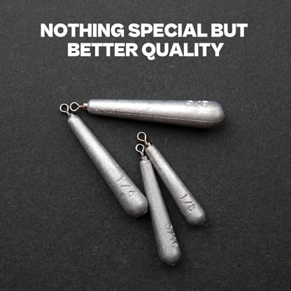 27/30 PCs Free Rig & Drop Shot Weights - Skinny Teardrop Fishing Sinkers (1/8 3/16 1/4 3/8 1/2oz) | Die-Cast Lead-Antimony Alloy | Mixed Kit Available - size: 3/8oz - 30Pack