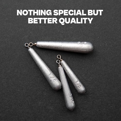 27/30 PCs Free Rig & Drop Shot Weights - Skinny Teardrop Fishing Sinkers (1/8 3/16 1/4 3/8 1/2oz) | Die-Cast Lead-Antimony Alloy | Mixed Kit Available - size: 3/16oz - 30Pack