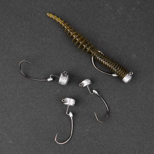 20Pack Weedless Ned Rig Jig Heads with Molded Bait Keeper System – Mushroom Head for Weedless Finesse Bass Fishing 1/16 1/8 3/16 1/4oz - color: Natural, size: 3/16oz - 1/0 - 20Pack