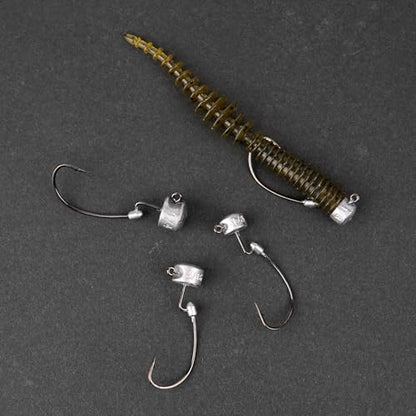 20Pack Weedless Ned Rig Jig Heads with Molded Bait Keeper System – Mushroom Head for Weedless Finesse Bass Fishing 1/16 1/8 3/16 1/4oz - color: Natural, size: 3/16oz - 1/0 - 20Pack