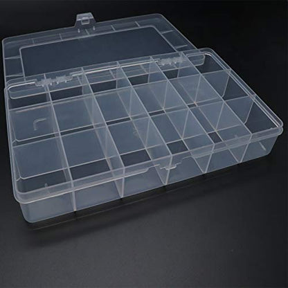 Xiaoyztan Clear Plastic Organizer, 18 Fixed Grids, Jewelry Box Bead Storage Container for Small Parts, Fishing Tackle, DIY Crafts, and Earrings, Overall 8 x 4.7 x 1.3 Inch, 2Pcs - size: 8.0x4.7x1.3 in