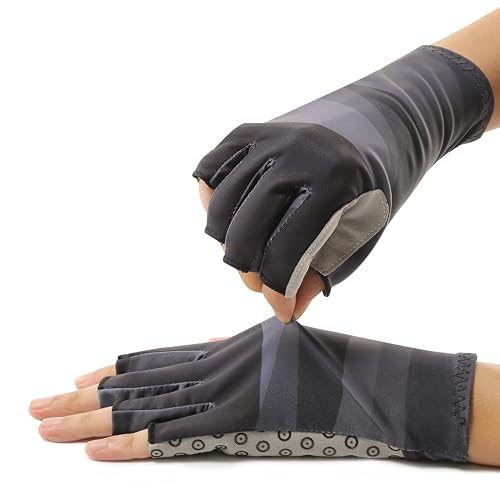 UPF 50+ Sun Gloves Uv Protection,Fingerless Men Women Gloves for Fishing Glfing Kayaking Hiking Sailing Driving - color: Black, size: Large-X-Large