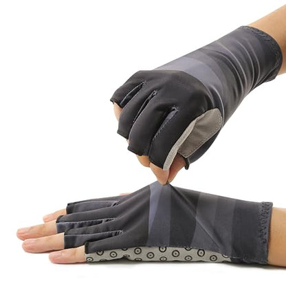 UPF 50+ Sun Gloves Uv Protection,Fingerless Men Women Gloves for Fishing Glfing Kayaking Hiking Sailing Driving - color: Black, size: Large-X-Large