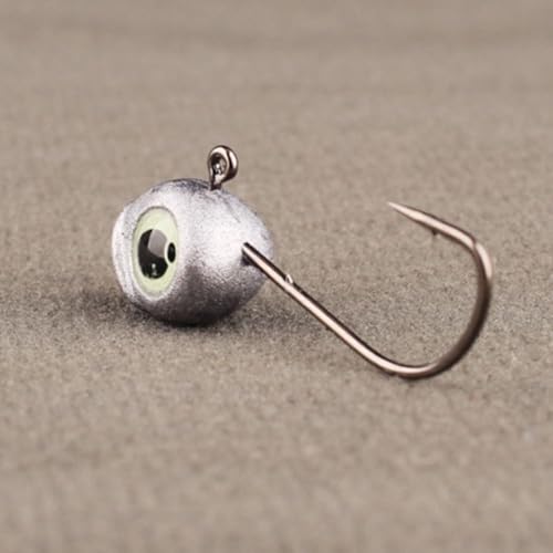 10pcs Luminous 3D Eye Jig Head Hooks 2.5g-4.2g-Glow in Dark Fishing Lures for Bass Carp Ice Fishing, No-Tangle Soft Baits - size: 3.5g