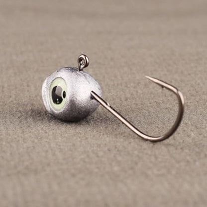 10pcs Luminous 3D Eye Jig Head Hooks 2.5g-4.2g-Glow in Dark Fishing Lures for Bass Carp Ice Fishing, No-Tangle Soft Baits - size: 2.5g
