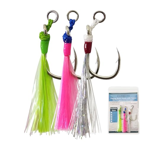 Eupheng Fishing Assist Hooks for Topwater Lures, Dancing Stinger Jigging Hooks Replacement Fishing Hooks for Freshwater & Saltwater - size: #3/0-3PCS, style: Single Assist Hooks for Topwater Lures