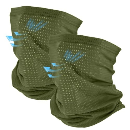 Geyoga 2/4 Pack Cooling Neck Gaiter Summer Breathable Balaclava Face Mask with Mesh Holes UV Protection Sun Scarf Men Women - color: Dark Green