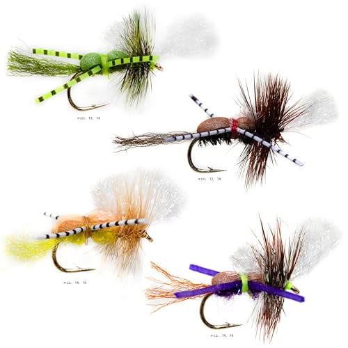 Outdoor Planet 12/24 Fly Fishing Flies Kit Fly Assortment, Dry Flies Wet Flies Streamers Nymphs Flies, Fly Fishing Assortment Kit for Bass Trout Salmon Fishing - color: 12 Grumpy Frumpy Pro Pack