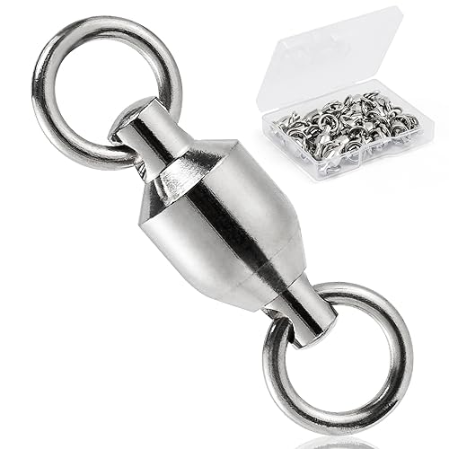 Dr.Fish 20 Pack Fishing Swivels, Ball Bearing Swivels Fishing Tackles, Copper Stainless Steel Solid Rings High Strength Barrel Swivels Saltwater Fishing Swivels - size: #10-507LB-20 Pack