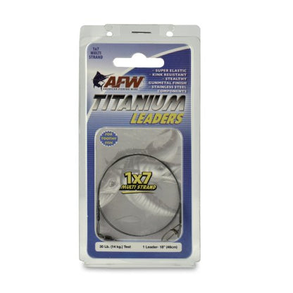 AFW Titanium Surfstrand, Bare 1x7 Fishing Leaders - style: 18 In, 30 Lb /.017 in