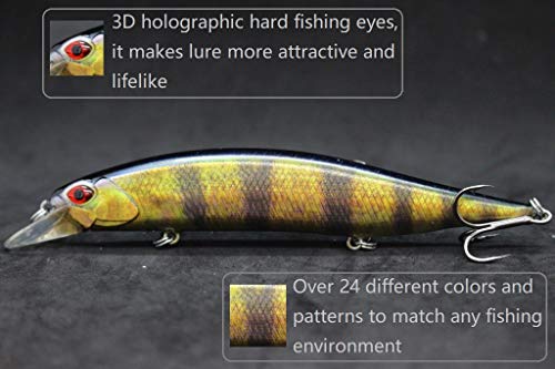Minnow Crankbait for Bass Fishing Bass Lure Jerkbait Fishing Lures and Tackle Box - color: HM401KB