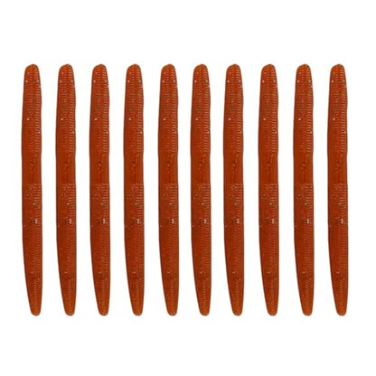 Worms for Bass Fishing FS/RE-04 | Salted Soft Plastic Fishing Lures ,with Hook Slot,Saltwater Freshwater Bass Baits - color: Brown-10pcs