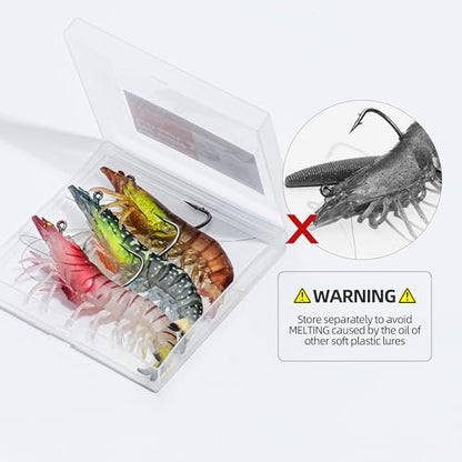 Pre-Rigged Weighted Shrimp & Crawfish Fishing Lures – Soft Bait with Lead Weight, Weedless, Realistic Action – Durable for Bass, Trout, Crappie, Saltwater & Freshwater Fishing - size: 3.5in-3/8oz