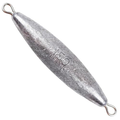 Through Wire Inline Torpedo Sinkers, Lead Double Ringed One Piece Wire Saltwater Fishing Torpedo Weights for Bottom Surf Fishing 1oz, 2oz, 3oz, 4oz, 5oz - size: 2 OZ, 5 PCs, style: A - Dual Ringed Torpedo