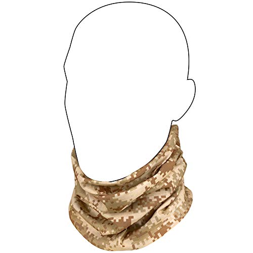 Fishing Face Mask Neck Gaiter - UV Sun Protection Cover for Men Women | Moisture-Wicking, Quick-Drying, Lightweight, Camo Design, Multi-Style Headwear, SPF Sun Shield - color: Digital Sand Camo