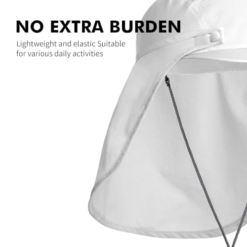 AONIJIE Sun Hat with Removable Neck Flap for Men & Women - Breathable Mesh Fishing Hat, Lightweight Hiking Sun Cap - color: White