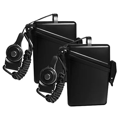 Sport Waterproof ID Card Badge Holder Case with Lanyard Cover Multiple Credit Cards, Registration, ins Card Heavy Duty Durable Locker Dry Box (Black,2pack) - color: Black,2pack