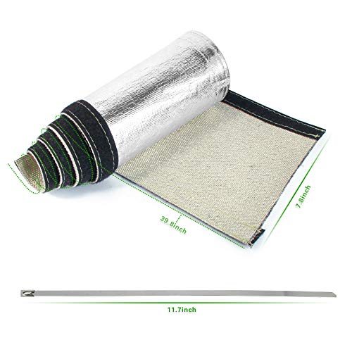 Wire Heat Shield Sleeve Aluminized Heat Shroud Heat Sleeving Fuel Line 2.2" I.D. X 3Ft With 10 Pcs Stainless Steel Cable Metal Zip Ties - size: 2.2"I.D.x 3.3FT