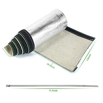 Wire Heat Shield Sleeve Aluminized Heat Shroud Heat Sleeving Fuel Line 2.2" I.D. X 3Ft With 10 Pcs Stainless Steel Cable Metal Zip Ties - size: 2.2"I.D.x 3.3FT