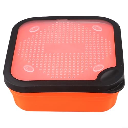 Live Bait Storage Box for Carp Fishing with Pellet Strainer, Draining Container for Hemp, Meat, Casters and Dead Worms, Secure Fit Lid Orange(5.5-OS) - size: 5.5-OS