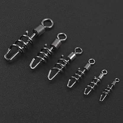AGOOL Fishing Swivels Snaps Barrel Swivels Corkscrew Snaps Swivels Fishing Tackle Stainless Steel Saltwater Freshwater Fishing Leader Lure jigs Line Connector - size: 4# - 40pcs