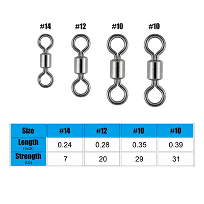 Dr.Fish 50 Pack Fishing Micro Swivels Fly Fishing Rolling Barrel Black Nickel Swivels High Strength Solid Rings Hook line Connector - size: 6mm(6.6LB)-50pk