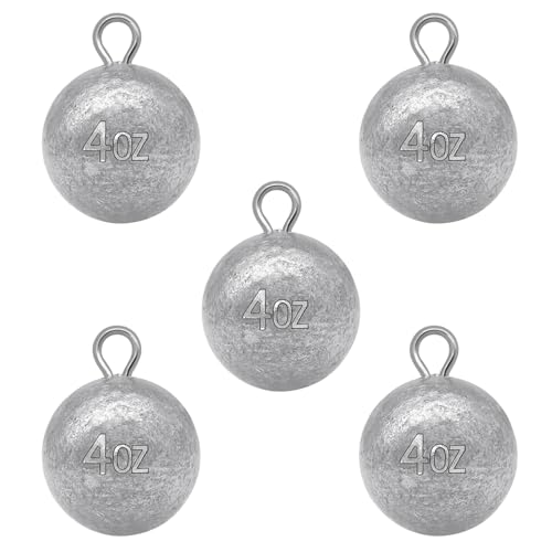 Round Fishing Sinkers 10/5pcs Cannonball Lead Weights | Assorted Sizes Egg Sinkers Saltwater Freshwater 1oz to 4oz - size: 4oz-5pcs