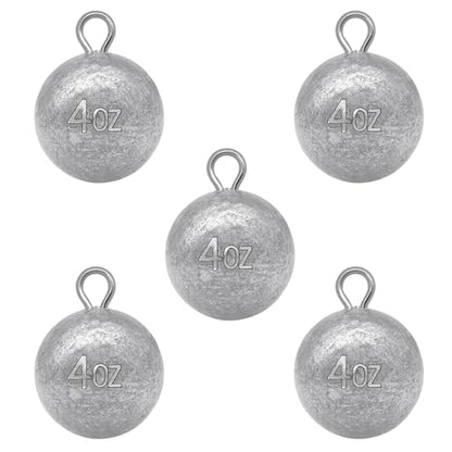 Round Fishing Sinkers 10/5pcs Cannonball Lead Weights | Assorted Sizes Egg Sinkers Saltwater Freshwater 1oz to 4oz - size: 4oz-5pcs