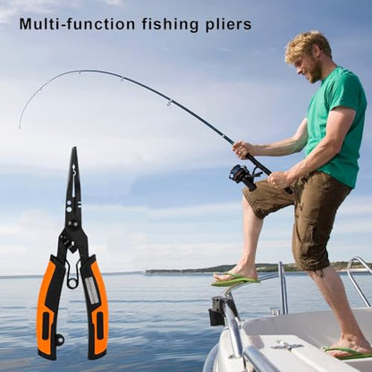 cdar Stainless Steel Fishing Pliers Ergonomic Handle Multifunction Ring Opener PE Line Cutter Hooks Remover Sharpener Fishing Line Scissor Fishing