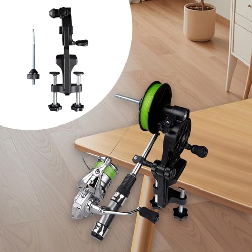 Fishing Line Spooler Tool Adjustable for Baitcasting Reels Ergonomic Spooling Machine Accessory for Adults Men - color: without Line Pole