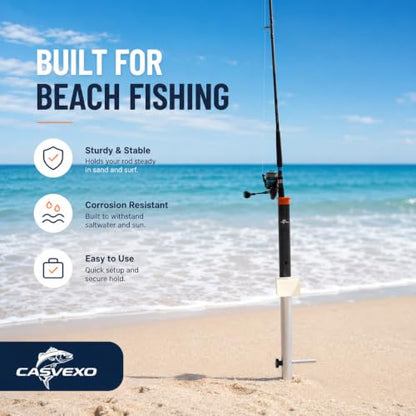 1/2 Pack Aluminum Surf Fishing Rod Holder, Heavy Duty Sand Spike with Bait Box, Telescopic 3-Section, Lightweight and Portable, with Storage Bag - color: Rod Holder-1 Pack