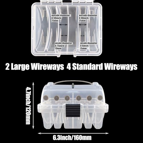 Aventik Clear Fishing Line Organizer Built-in Cutter & Silicone Holes 6C/8C Clear Tangle Free Spool Storage Box for Fishing Line Management - color: 6 Compartments