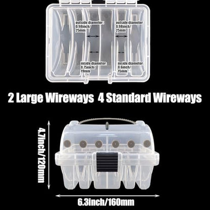 Aventik Clear Fishing Line Organizer Built-in Cutter & Silicone Holes 6C/8C Clear Tangle Free Spool Storage Box for Fishing Line Management - color: 2 PC-6C