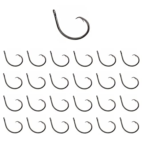 Reaction Tackle Circle Hooks - High Carbon Steel Fishing Hooks for Catfish, Bass and Saltwater Fishing - Sharp Offset Inline Point, Corrosion Resistant Black (25-Pack) - size: #4/0