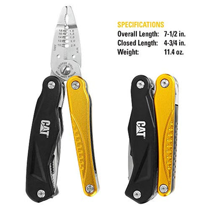 CAT 14-in-1 Multitool Pliers, Wire Stripper, Multi Purpose Electricians Pliers, Aluminum Handles and Stainless Steel Tools, Storage Pouch, Safety Lock - 980104 - size: 14-in-1