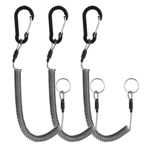 Dimeho Retractable Safety Coiled Lanyard Heavy Duty Fishing Lanyard Fishing Rod Tether Accessories - size: 2 m
