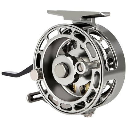 Semi-Automatic Fly Fishing Reel, Quick Line Retrieval, Adjustable Drag, Quick Spool Removal, for Freshwater Lake Stream Pond Fishing, CNC Machined Aluminum